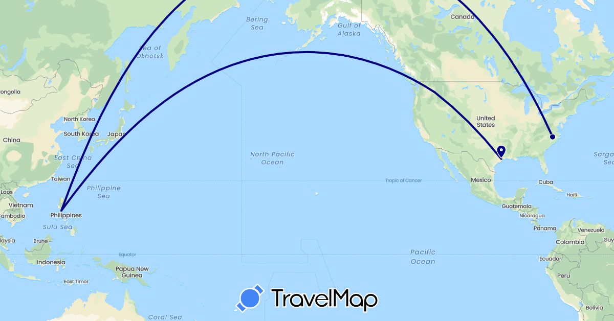 TravelMap itinerary: driving in Philippines, United States (Asia, North America)